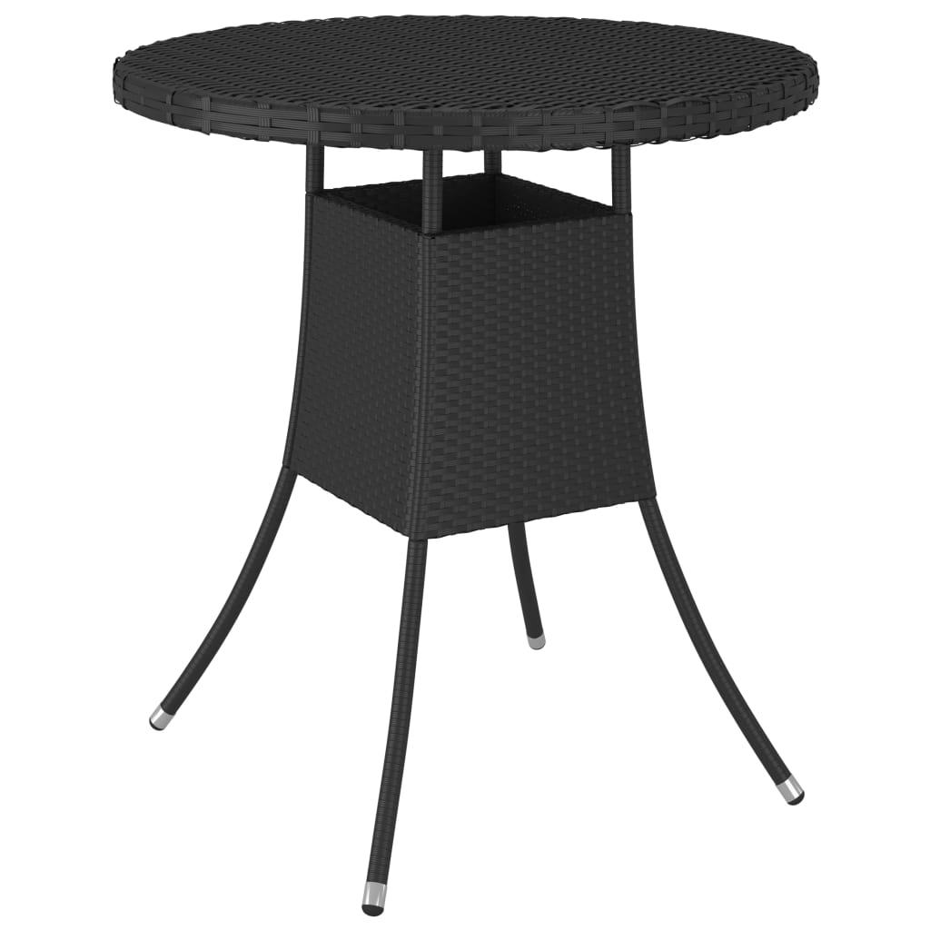 vidaXL ガーデンテーブル 70x70x73 cm ポリラタン製 ブラック