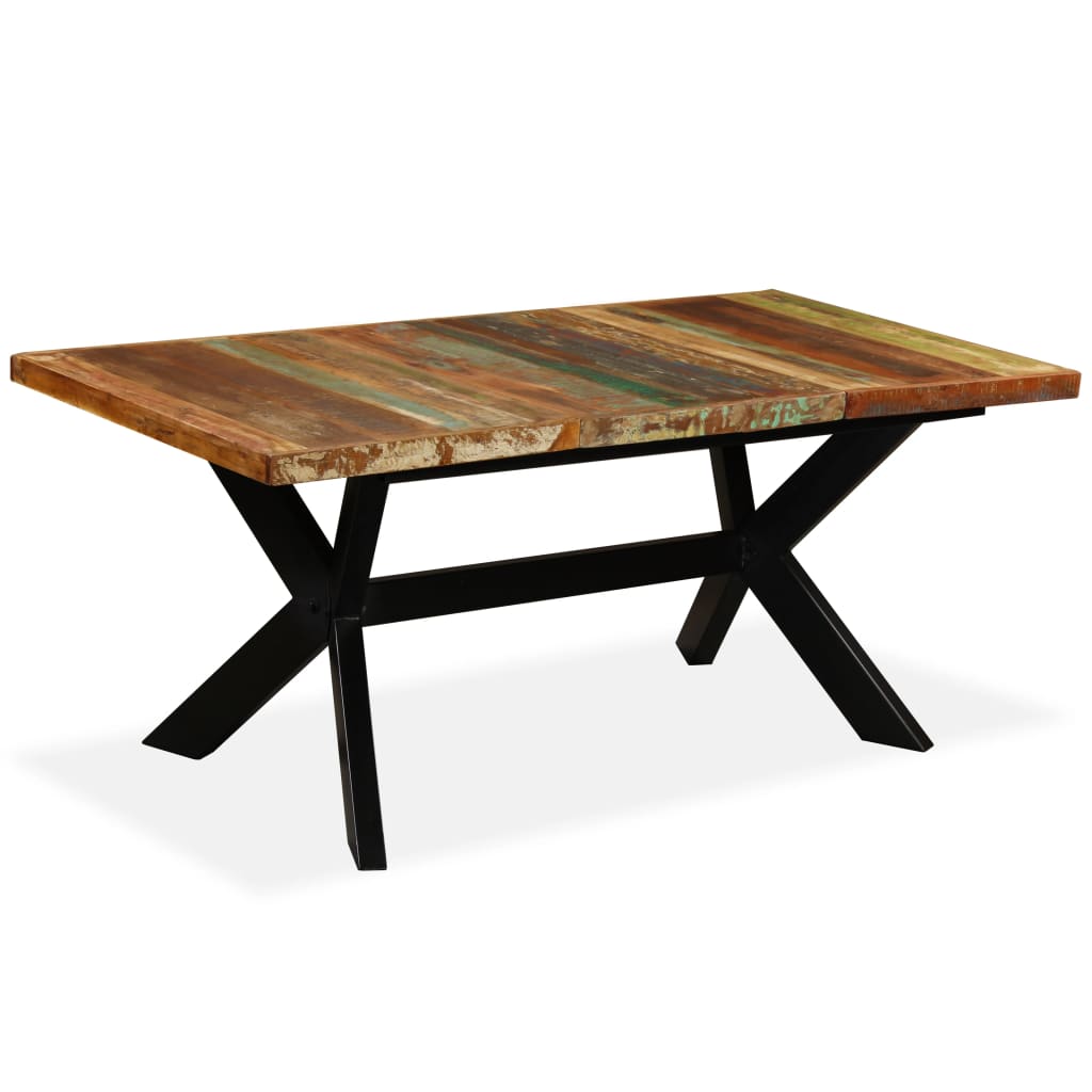 vidaXL ダイニングテーブル 再生木材＆スチール クロス型 180cm
