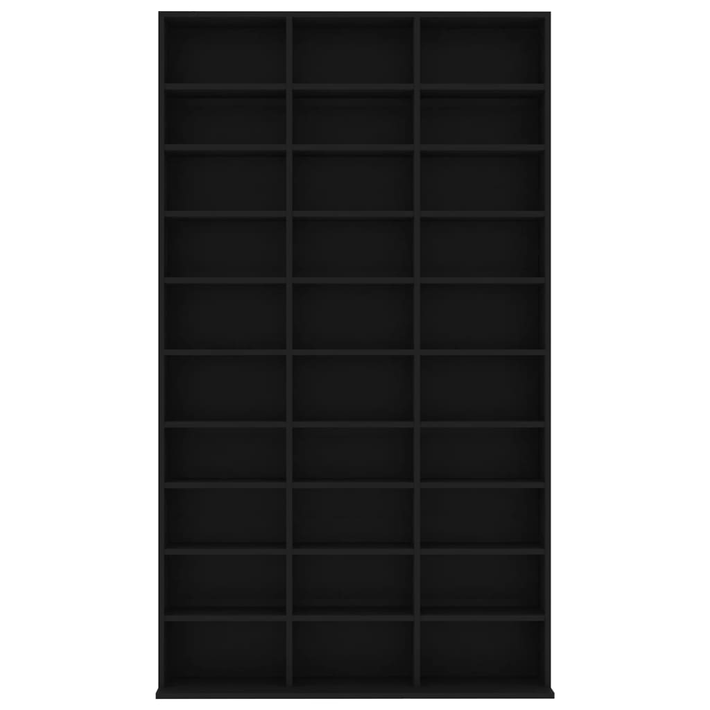 vidaXL CDキャビネット ブラック 102x23x177.5cm パーティクルボード