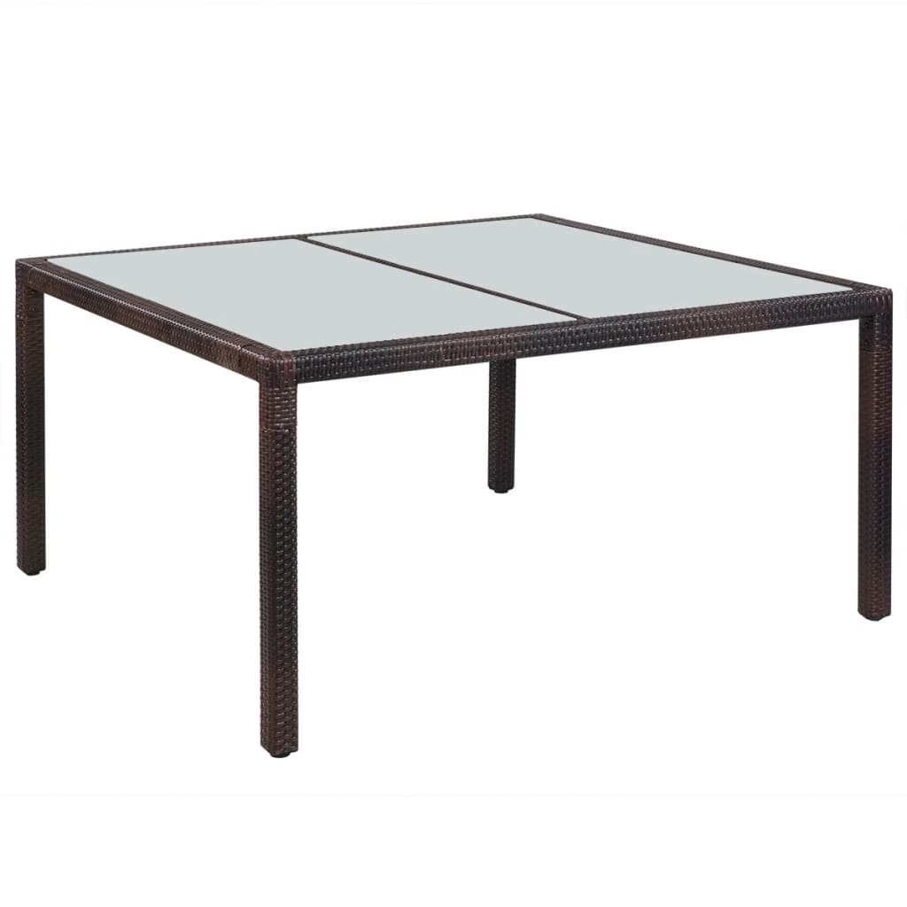 vidaXL ガーデンテーブル 150x90x75cm ポリラタン＆ガラス製 ブラウン
