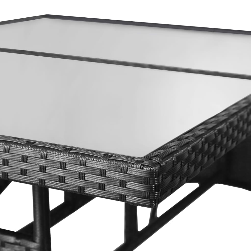 vidaXL ガーデンテーブル 140 x 80 x 74 cm ポリラタン製 ブラック