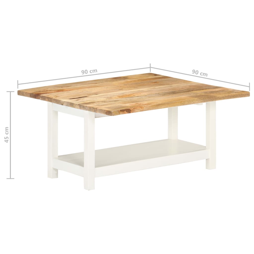vidaXL 伸長式コーヒーテーブル 90x(45-90)x45cm マンゴー無垢材 ホワイト