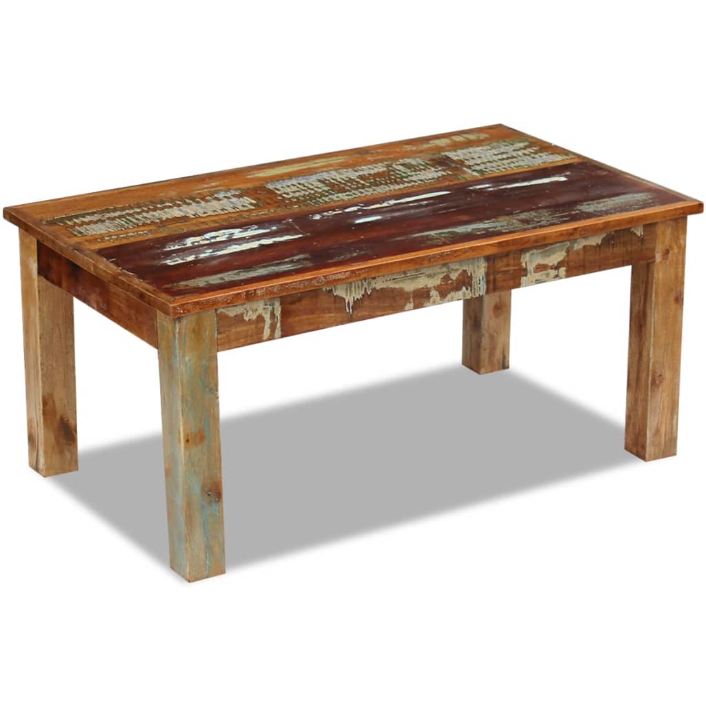 vidaXL コーヒーテーブル 無垢の再生木材 100x60x45cm