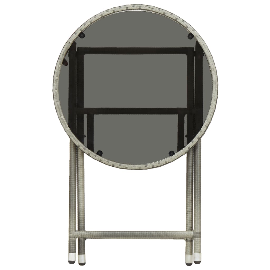vidaXL ティーテーブル 60cm ポリラタン＆強化ガラス製 グレー