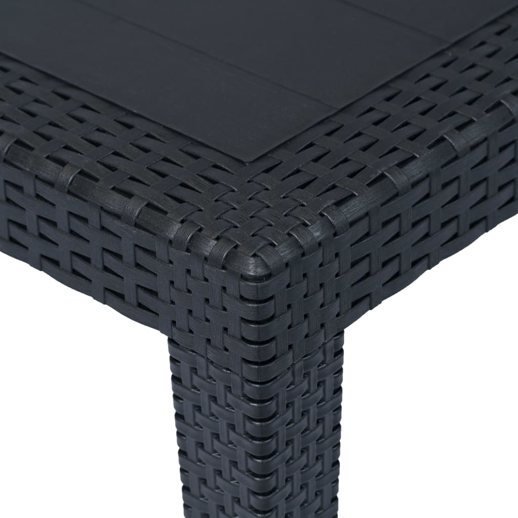 vidaXL ガーデンテーブル アントラシート 150x90x72cm プラスチック製 ラタン風