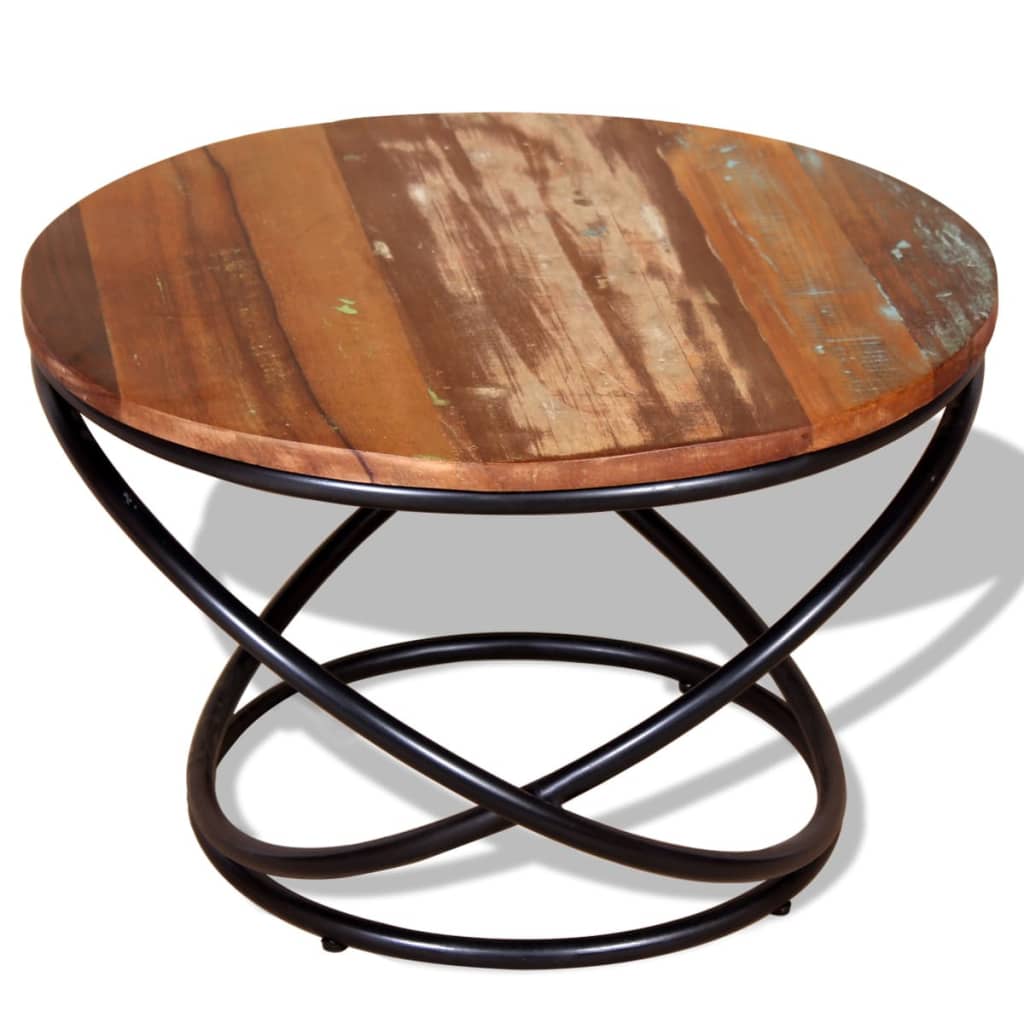 vidaXL コーヒーテーブル 無垢の再生木材 60x60x40cm