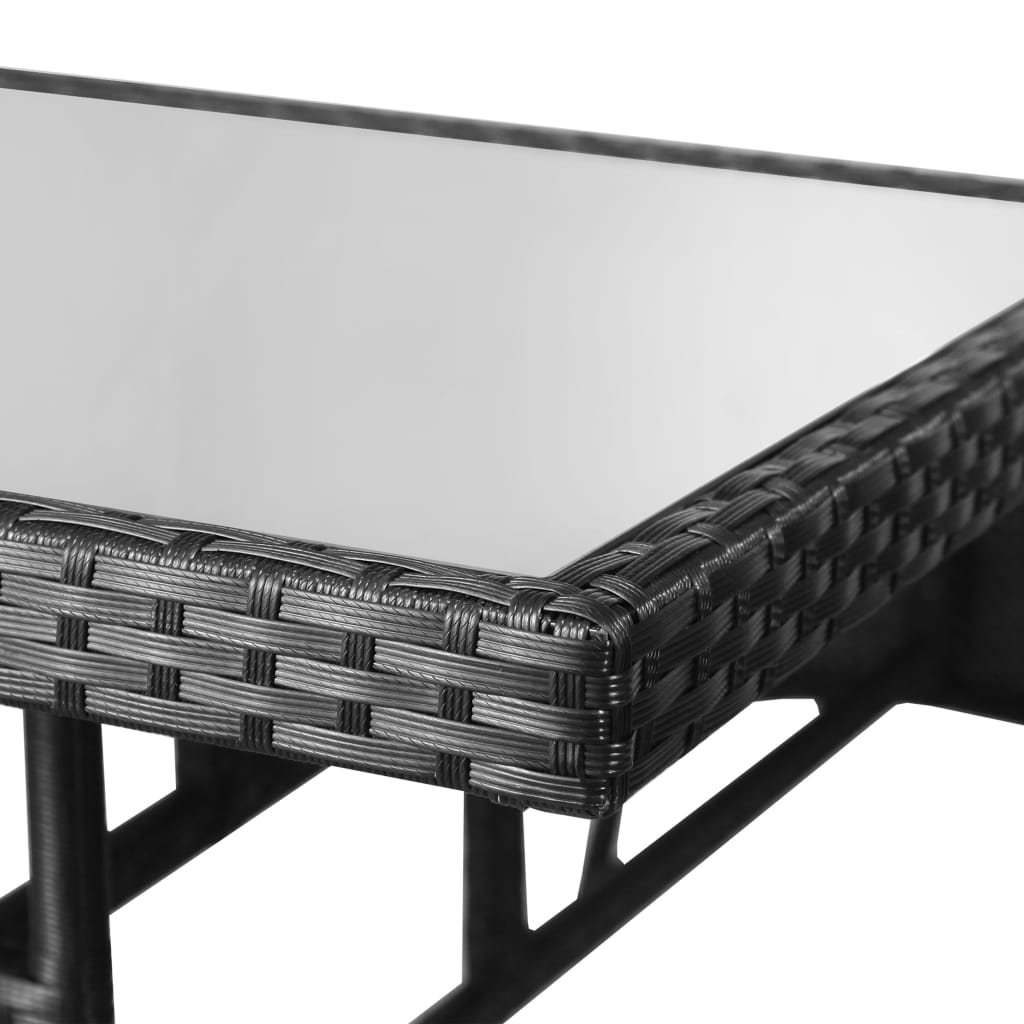 vidaXL ガーデンテーブル ブラック 80x80x74cm ポリラタン製