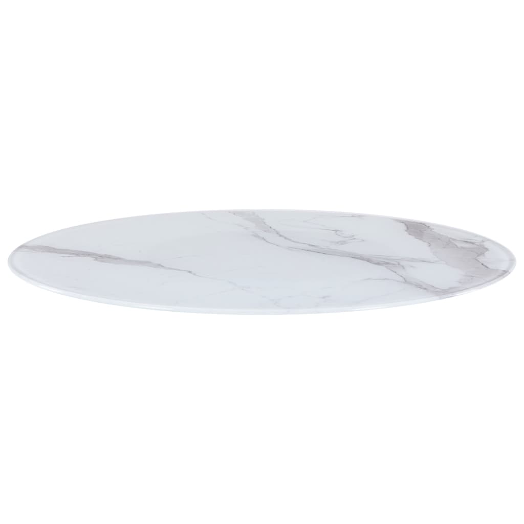 vidaXL テーブルトップ ホワイト 直径80cm ガラス製 大理石風