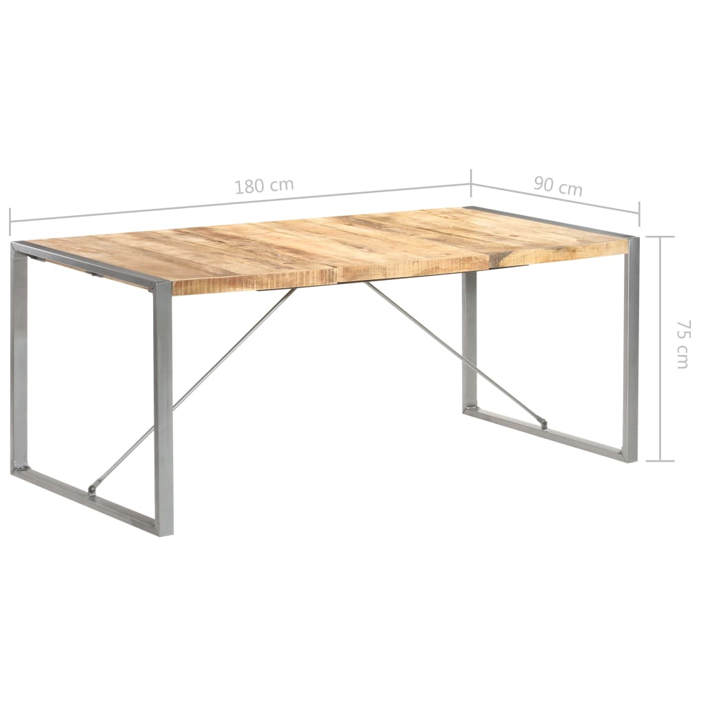 vidaXL ダイニングテーブル 180x90x75cm マンゴー無垢材 (粗目)