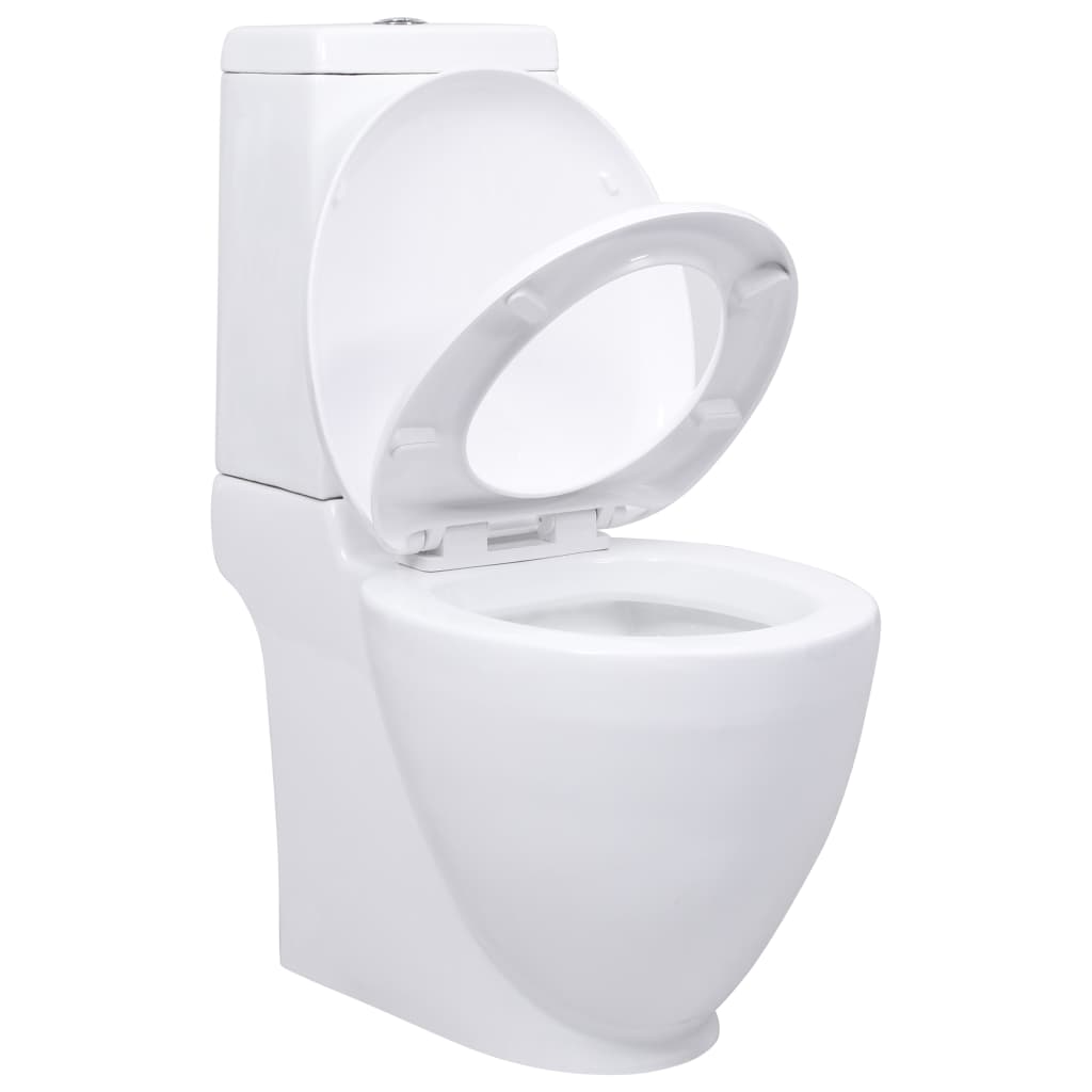 vidaXL お手洗い/バスルーム用 コーナートイレ 丸型 底水流式 陶器製 ホワイト