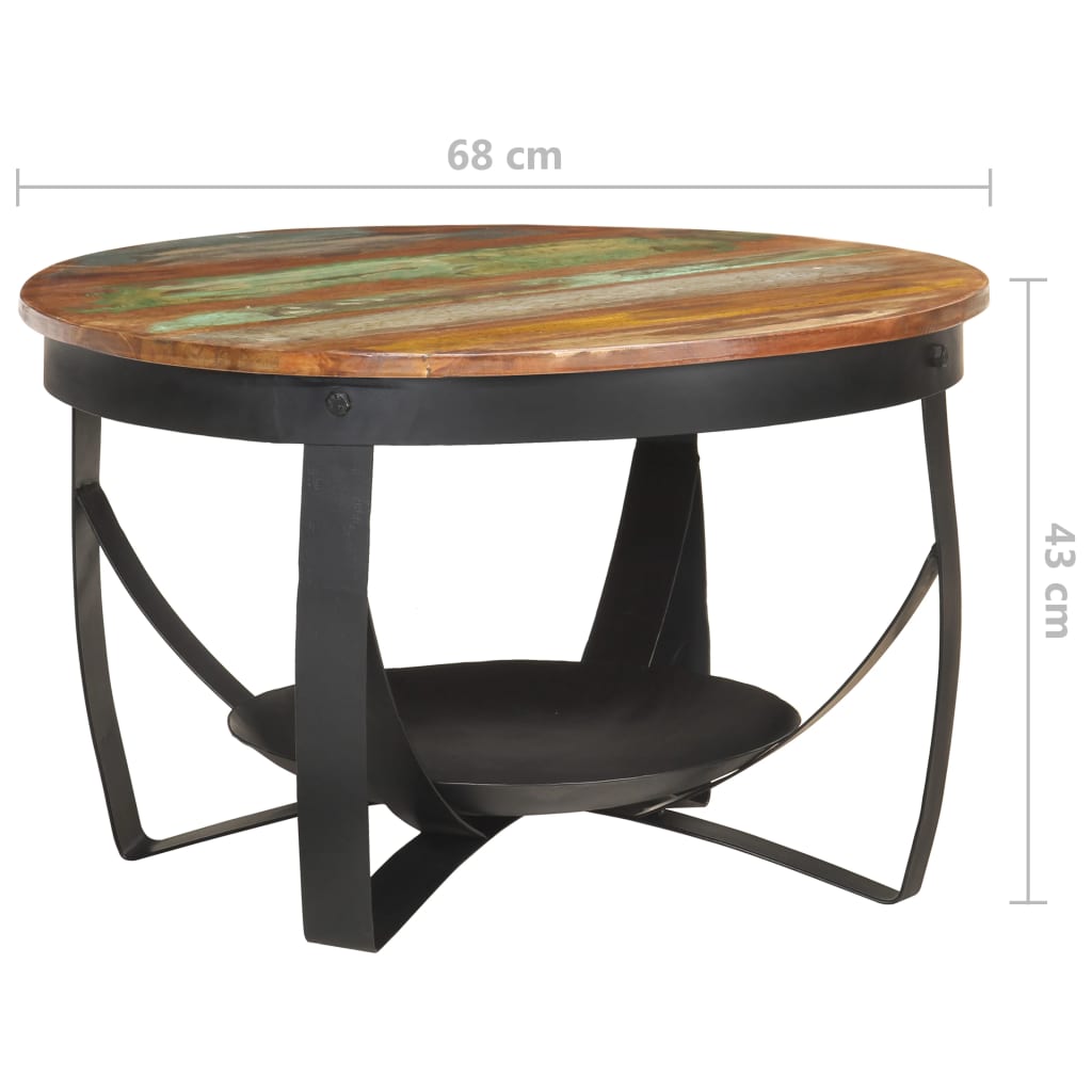 vidaXL コーヒーテーブル Ø68x43 cm 無垢の再生木材