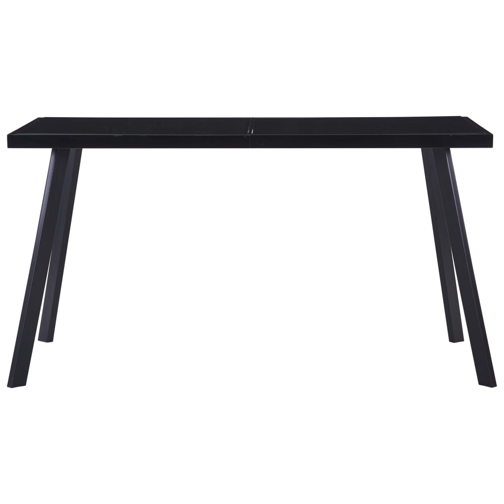 vidaXL ダイニングテーブル ブラック 140x70x75cm 強化ガラス製