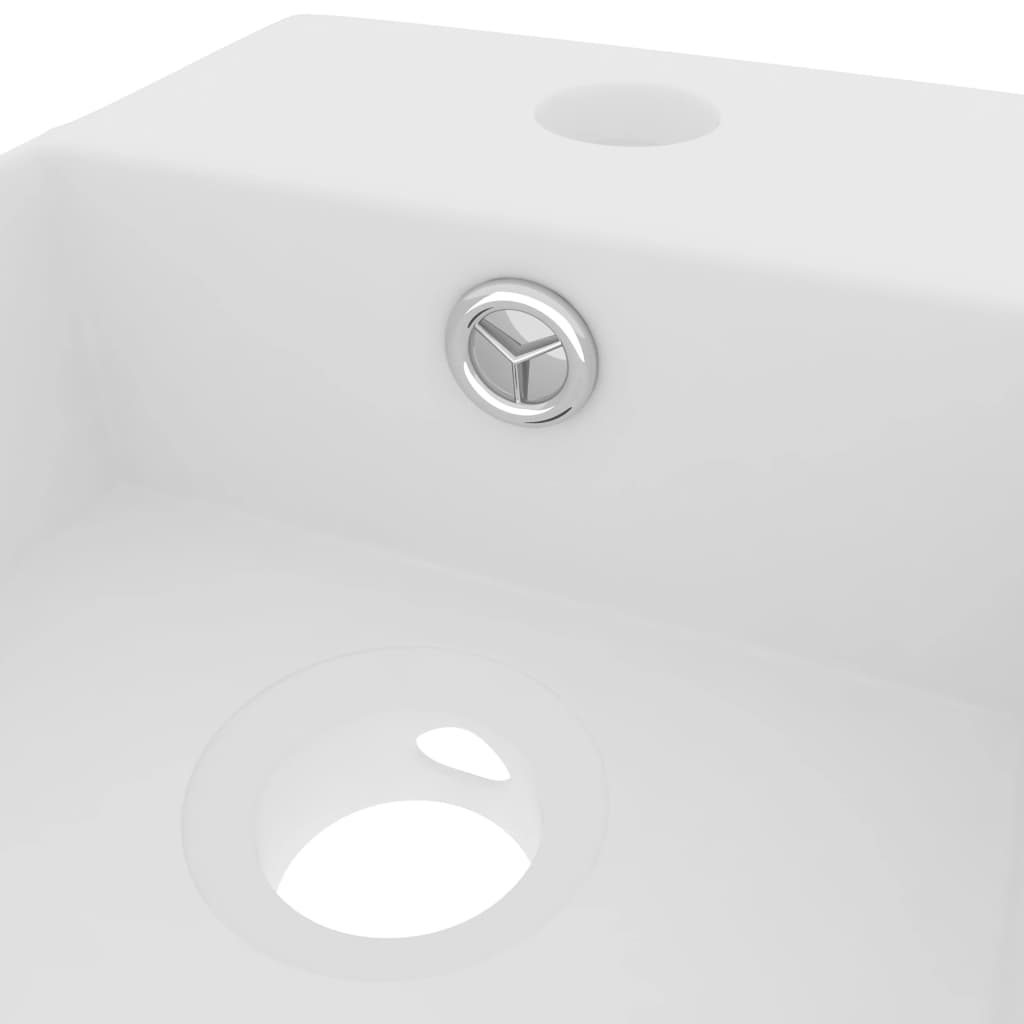 vidaXL バスルーム用 洗面ボウル オーバーフロー付き セラミック製 マットホワイト