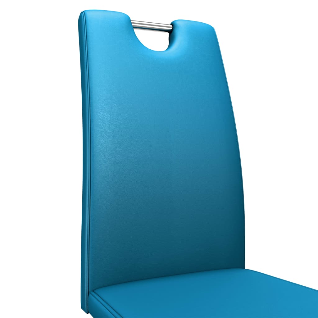 vidaXL ダイニングチェア ジグザグ形状 2点 ブルー 合成皮革製