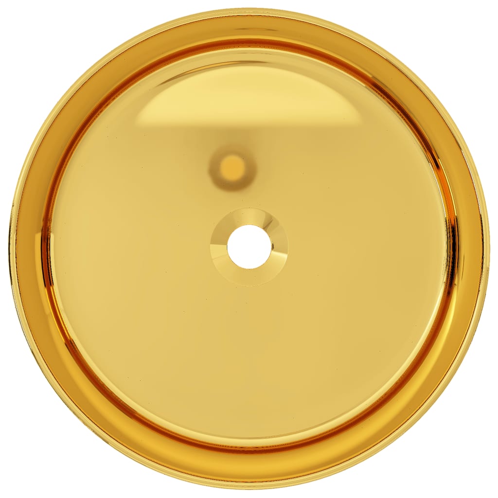 vidaXL 洗面器 40x15cm 陶器製 ゴールド