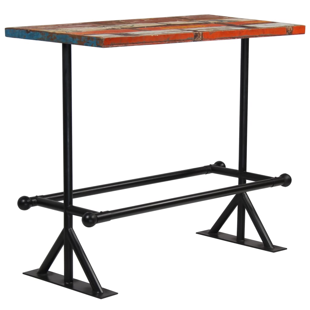 vidaXL バーテーブル 無垢の再生木材 マルチカラー 120x60x107cm