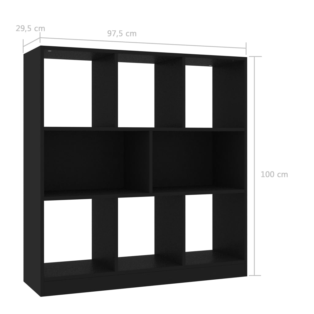 vidaXL ブックキャビネット 黒色 97.5x29.5x100cm パーティクルボード