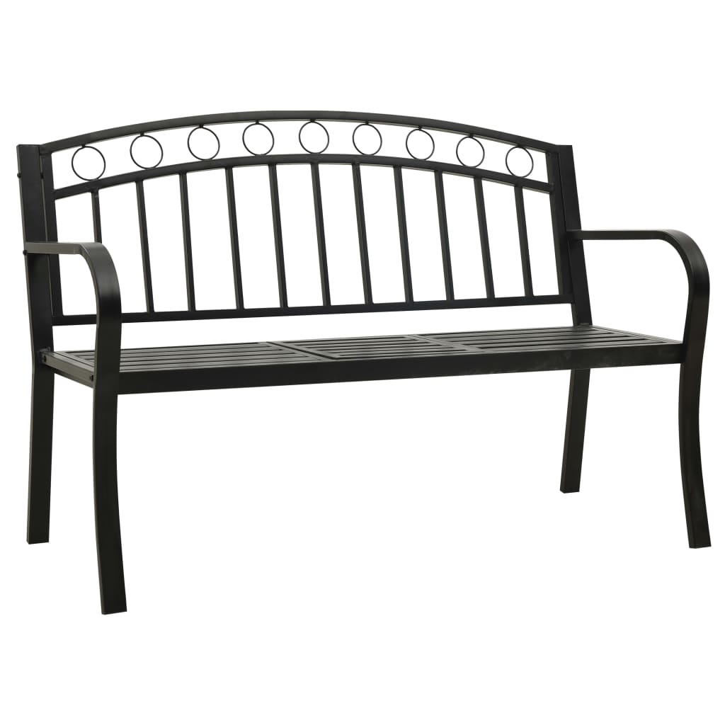 vidaXL 312040 vidaXL ガーデンベンチ テーブル付き 125cm スチール製 ブラック