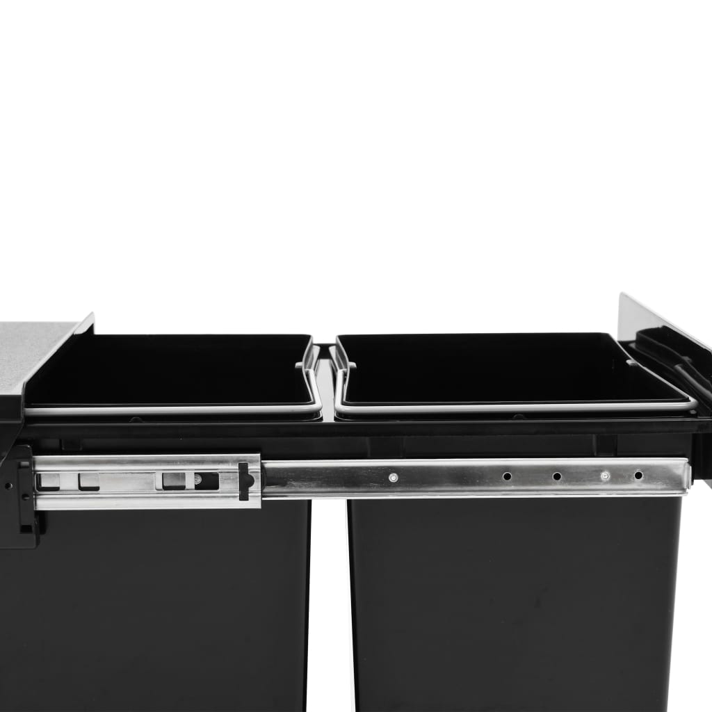 vidaXL キッチン食器棚引き出し式 リサイクルごみ箱 ソフトクローズ 36 L