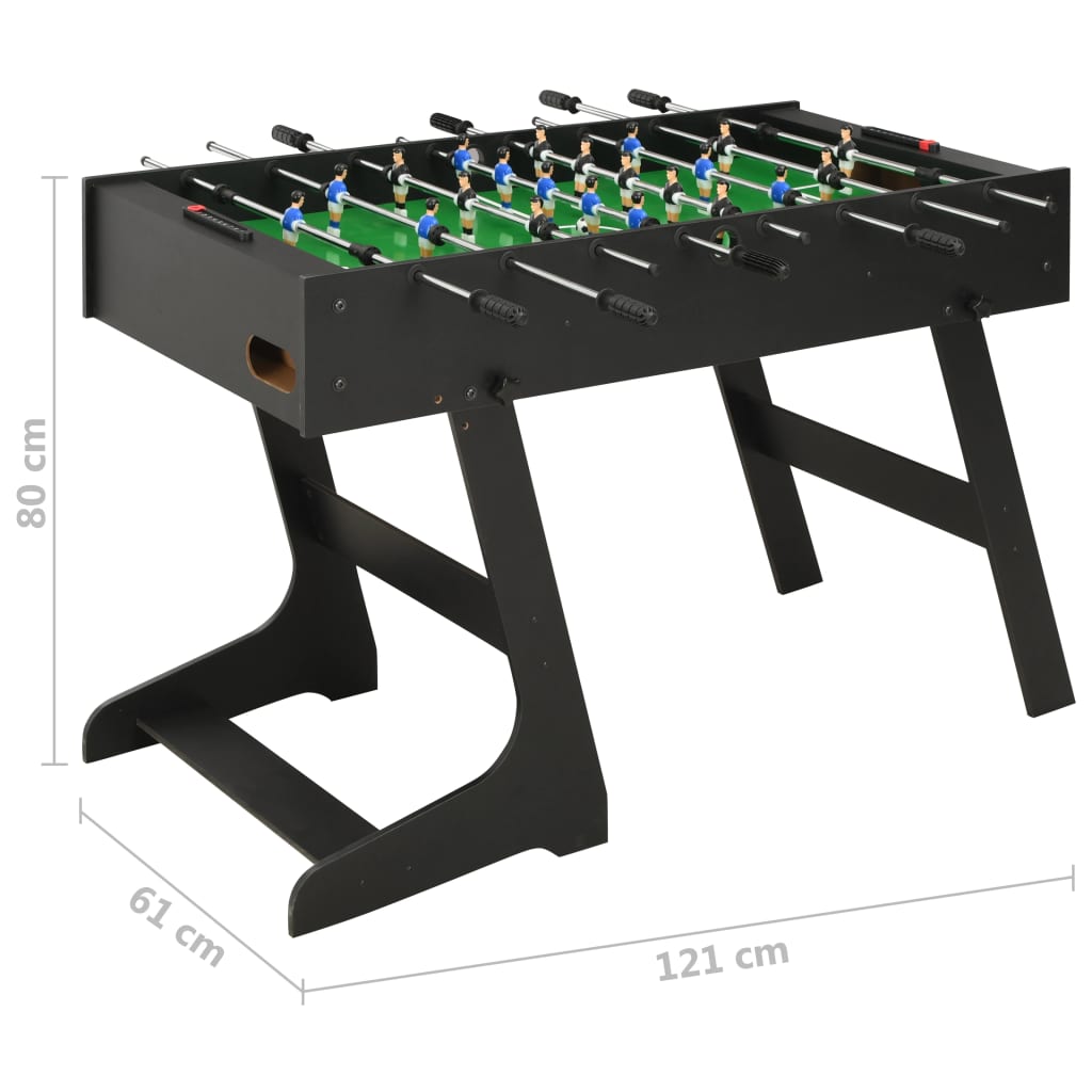 vidaXL 折りたたみ式フットボールテーブル 121 x 61 x 80 cm ブラック