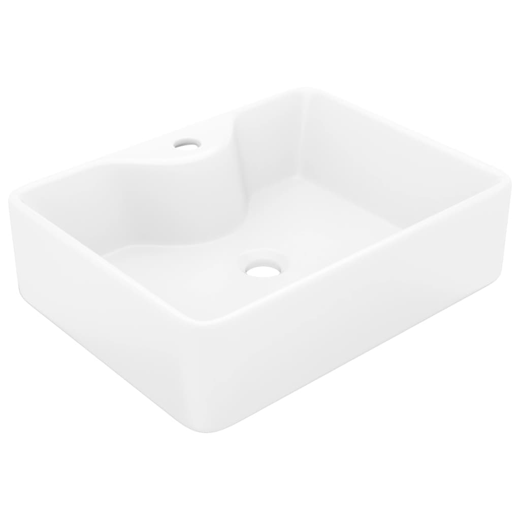 vidaXL バスルーム用 洗面ボウル 蛇口穴付き セラミック製 ホワイト 正方形