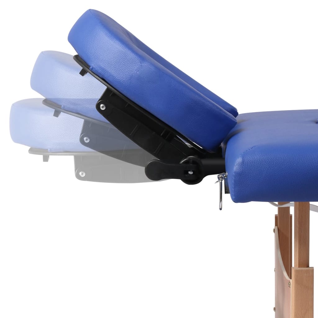 vidaXL 折りたたみ式マッサージテーブル 四つ折り 木製フレーム付き ブルー