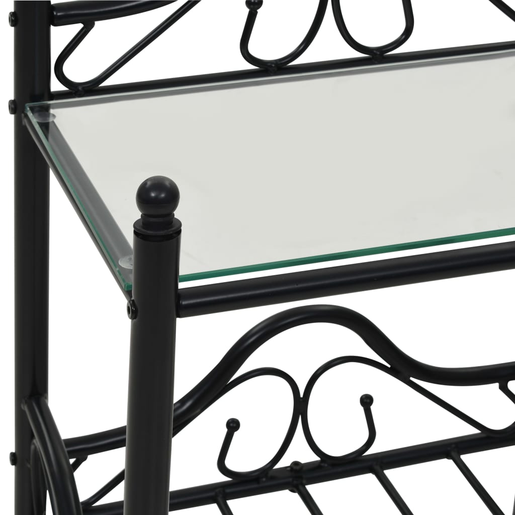 vidaXL ベッドサイドテーブル スチール＆強化ガラス 45x30.5x60cm ブラック