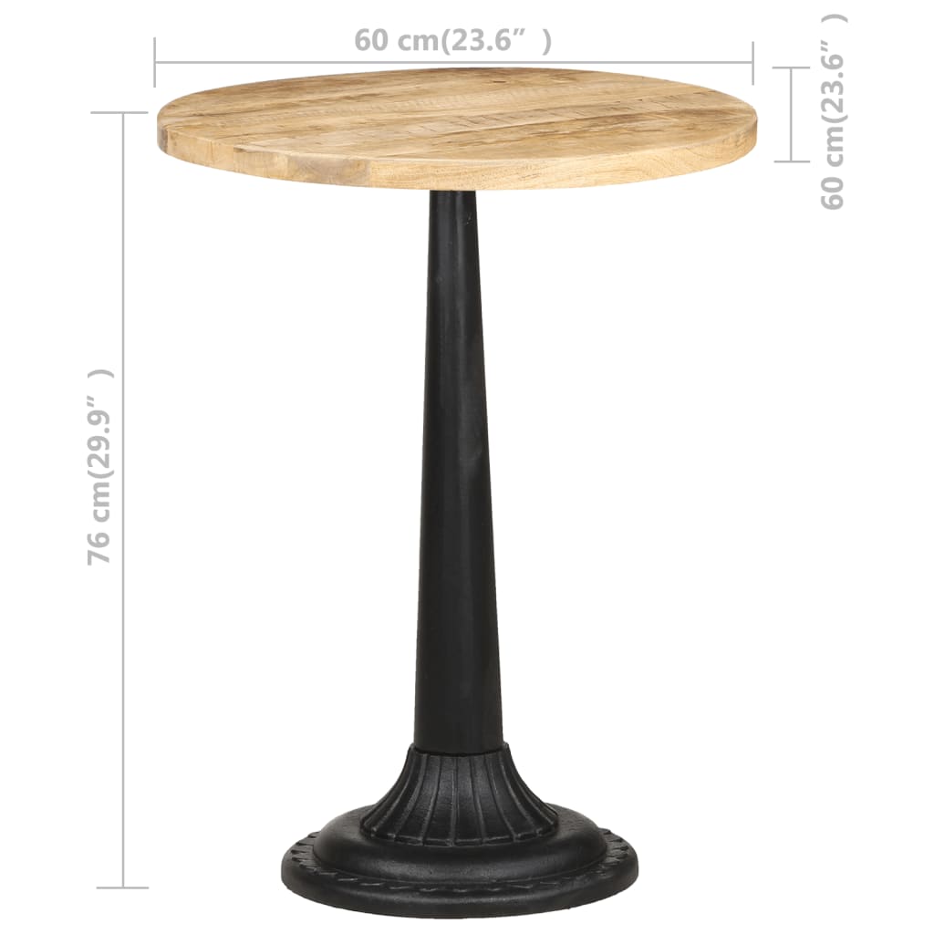 vidaXL ビストロテーブル 直径60x76cm マンゴーウッド (粗目)