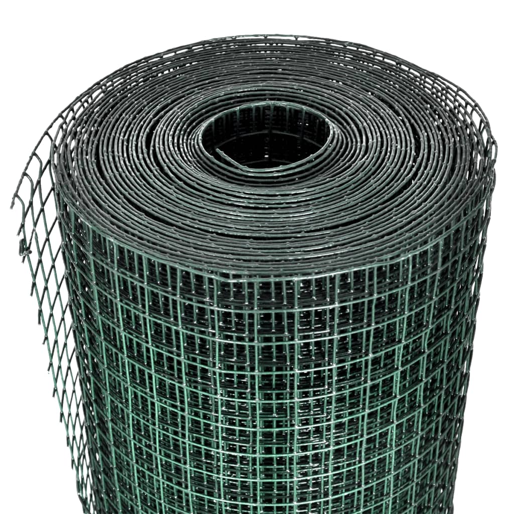 vidaXL 金網フェンス 25x1m PVCコーティング 亜鉛メッキ製 グリーン